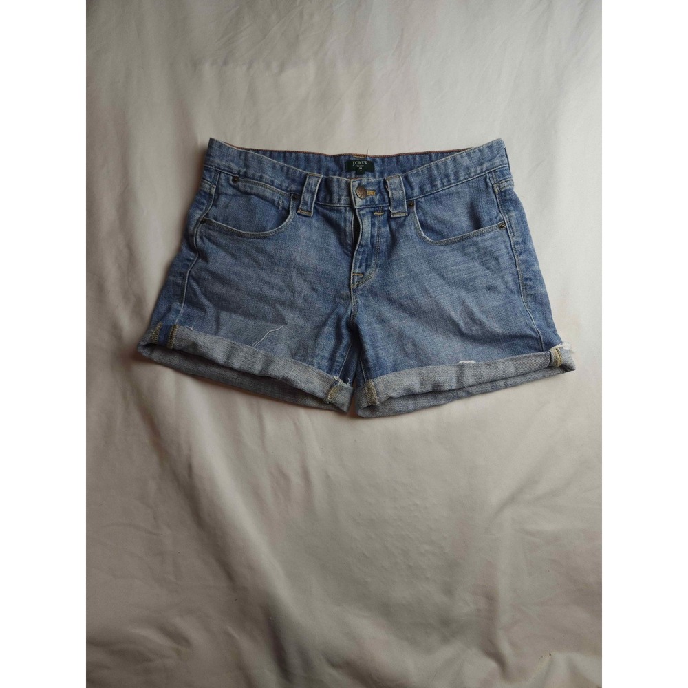 J.Crew Stretch Denim Shorts Womens Size 4 Medium Wash Cuffed Blue